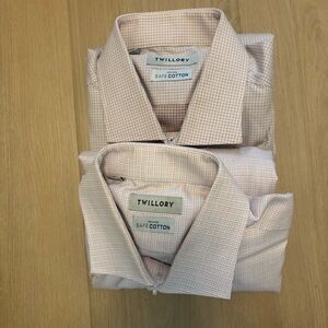 Twillory Shirt Men 17 34/35 Button Up Safe Cotton Tailo Fit Long Sleeve Lot Of 2